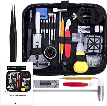 Vastar 151 PCS Watch Repair Kit, Watch Repair Tools Professional Spring Bar Tool Set, Watch Band Link Pin Tool Set with Carrying Case