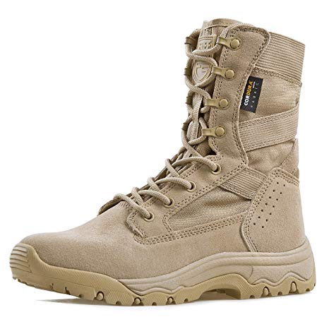 FREE SOLDIER Men’s Tactical Boots 8 Inches Lightweight Combat Boots Durable Suede Leather Military Work Boots Desert Boots