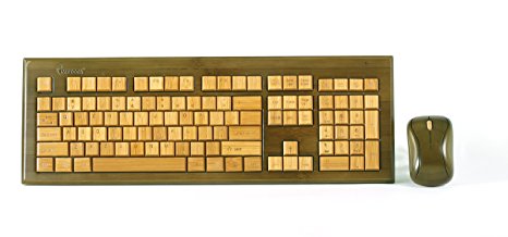 Impecca Wireless Hand-Carved Designer Bamboo Keyboard, Walnut Color (KBB-603CW)