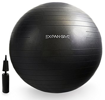 Professional Grade Exercise Ball by Expansive Living - 2,000lbs Static Strength Stability. Balance Ball | Yoga Ball | Swiss Ball | Fitness Ball | Physio Ball | Birthing Ball | Office Chair