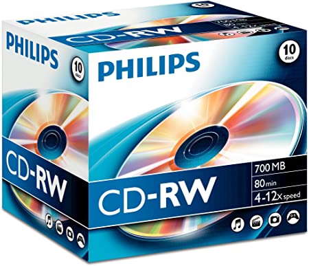 Philips CDRW-80 (12x) 10pk Slim Jewel Case