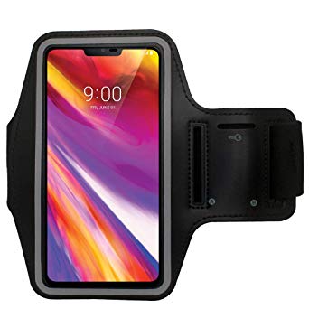 Cbus Wireless Running Phone Armband with Key & Phone Holder for LG Q7 , K30, Phoenix 3, Aristo 2, Samsung Galaxy J3, J3V, J3 Achieve, J3 Star, S7 Jogging, Workout, Hiking, Walking, Cycling (Black)
