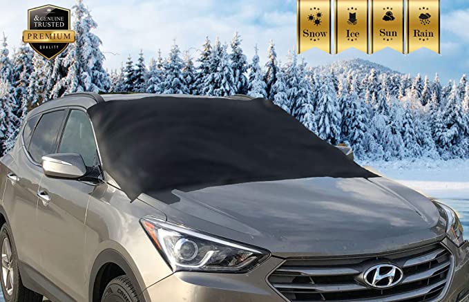 Premium Windshield Snow Cover for All Vehicles, Covers Wipers, Ice, Frost Guard, No More Scraping, Door Flaps Windproof Magnetic Edges
