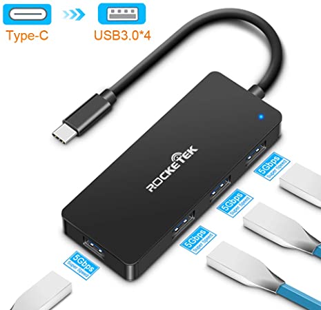 MTAKYA USB C Hub Ultra Slim USB C Adapter with 4 USB 3.0 Ports Compatible with MacBook Pro iMac, Google Chromebook Pixelbook, XPS, Samsung S9, S8 & More USB Type C Devices