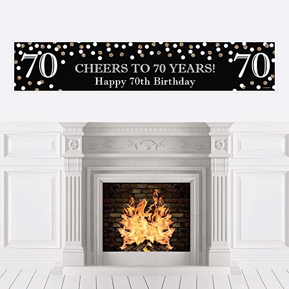 Big Dot of Happiness Adult 70th Birthday - Gold - Birthday Party Decorations Party Banner