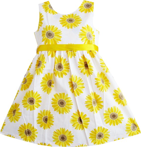 Sunny Fashion Girls Dress Yellow Sunflower School Uniform Sundress Party