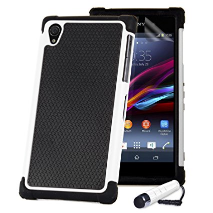 32nd Shock proof defender heavy duty tough case cover for Sony Xperia Z (L36h / L36i / C6603)   screen protector, cleaning cloth and touch stylus - White