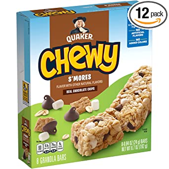 Quaker Chewy Granola Bar, S'mores, 8-Count Bars (Pack of 12)