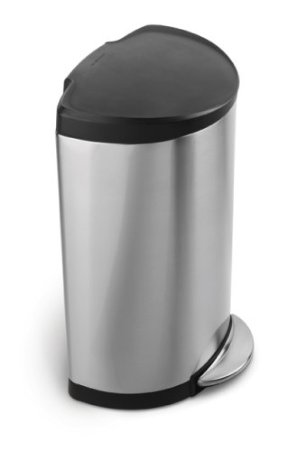 simplehuman Semi-Round Step Trash Can Stainless Steel Plastic Lid 40 L  105 Gal