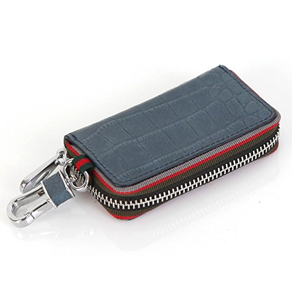 Men Kind Leather Door Car Smart Key Holder Case Ring Small Purse Keychain