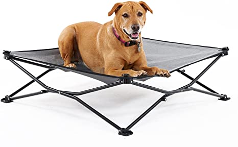 Coolaroo On The Go Elevated Pet Bed, Large, Grey