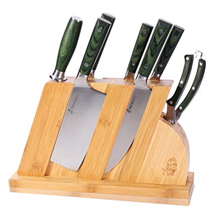 TUO Cutlery Peacock Series 8pc Kitchen Set Green Pakkawood Handle Japanese Ultra Stainless Steel