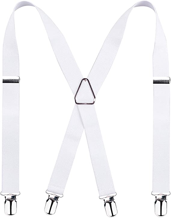 Alizeal Mens 1 Inch Suspenders with 4 Swivel Hooks & Elastic Band