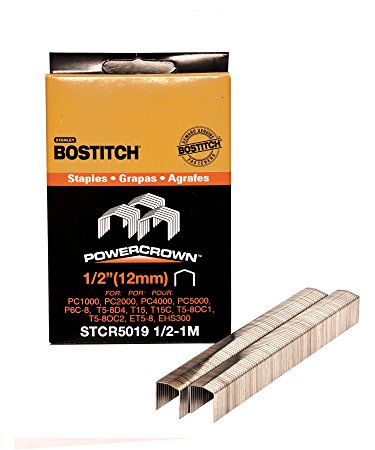 BOSTITCH STCR50191/2-1M 1/2-Inch by 7/16-Inch Heavy-Duty PowerCrown Staple (1,000 per Box)