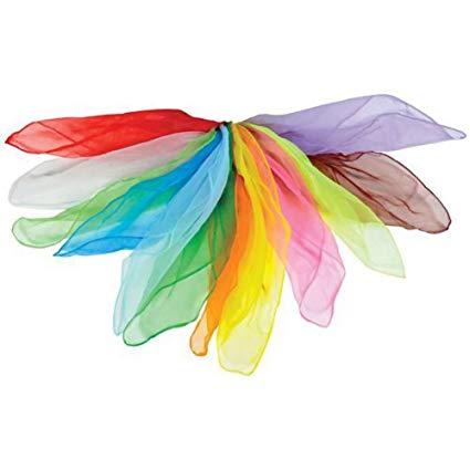 Ayygift 12 Assorted Colors 24" Nylon Hemmed Square Movement Scarves Juggling Scarves