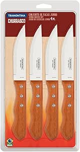 Tramontina 5” Jumbo Steak Knives Set of 4, Sharp Knife with Wooden Handle, ‎Camping, Kitchen, Rustic, 22399079