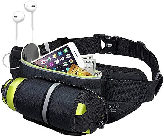 SAYGOGO Running Bag with Water Bottle Holder, Water Resistant, Adjustable Belt and with Independent Compartment. it’s Very Convenient for You to Carry Mobile phons, Keys, Cards.