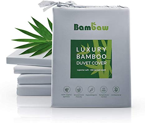 Bambaw Bamboo Duvet Cover | Superior Soft Double Duvet Cover| Bamboo Duvet Cover| Anti Allergy Duvet Cover |Pure bamboo Lyocell Duvet Cover | bamboo bedding | Grey - 200x200