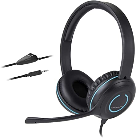 (20 Pack) Cyber Acoustics 3.5mm Stereo Headset with Headphones and Noise Cancelling Microphone for PCs, Tablets, and Cell Phones in The Office, Classroom or Home (AC-5002)