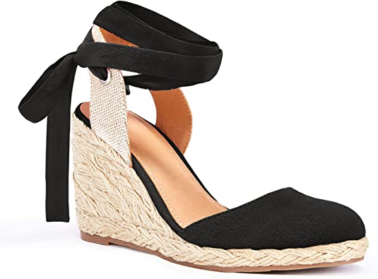 Juliet Holy Womens Lace up Espadrilles Closed Toe Wedges Sandals Strappy Slingback Platform Heels