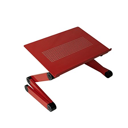 SOJITEK Red Adjustable Folding Ventilated Laptop Notebook Tablets PC iPad Table up to 17" / Portable Bed Tray Book Stand
