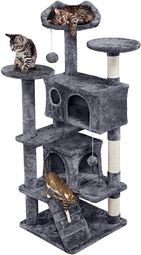 Yaheetech 54in Cat Tree Multi-Level Tall Cat Trees for Large Cats, Cat Condo with Scratching Posts Cat Standing House