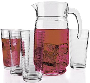 Palais Glassware Striped Collection; Striped Clear Glass Set