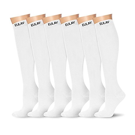 6 Pairs Compression Socks For Women and Men (15-20mmHg)- Great for Medical, Circulation,& Recovery,Nursing, Travel & Flight Socks - Running & Fitness