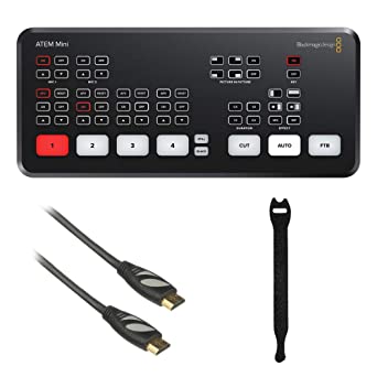 Blackmagic Design ATEM Mini HDMI Live Stream Switcher with HDA-106 HDMI Cable 6'& Fastener Straps (10-Pack) Bundle