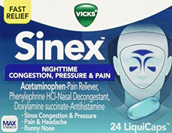 Vicks Sinex Nighttime Sinus Congestion Pressure and Pain Relief, 24 LiquiCaps