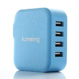 Lumsing 4-Port 21W Family-sized USB Wall Charger AC Power Adapter for Apple and Anroid Devices