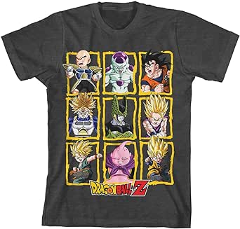 Dragon Ball Z Boxed Characters Boy's Charcoal Heather T-Shirt