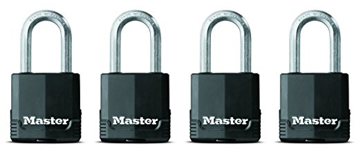 Master Lock Padlock, Magnum Covered Laminated Steel Lock, 1-7/8 in. Wide, M115XQLF (Pack of 4-Keyed Alike)