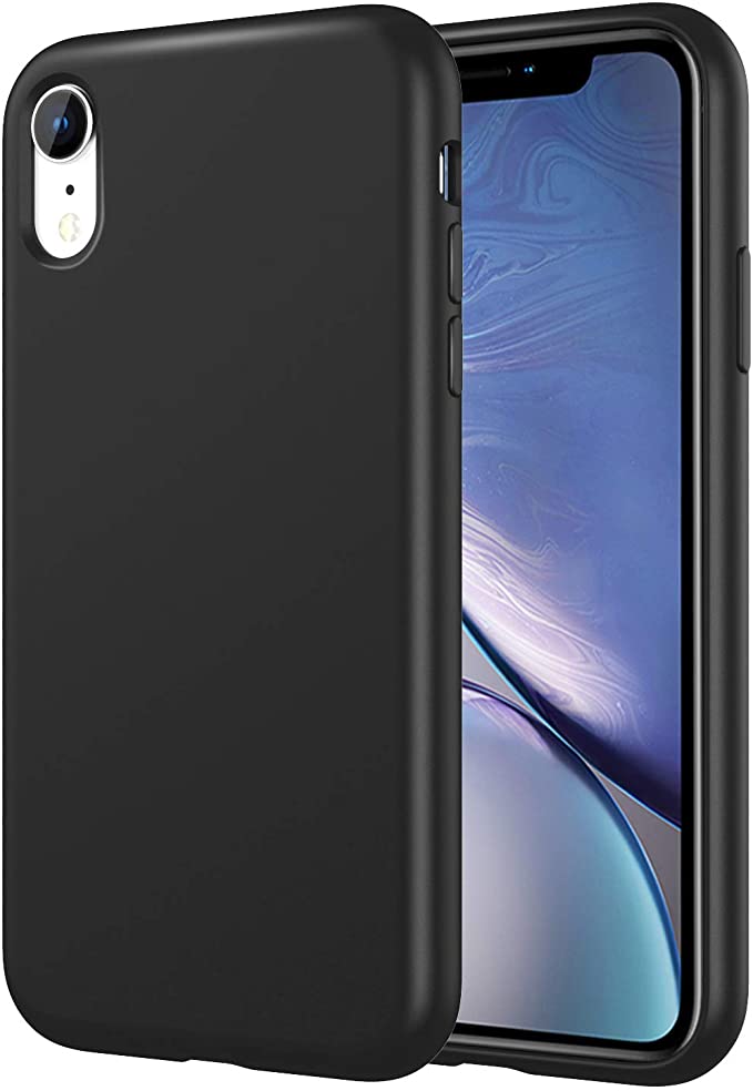 MoKo Compatible with iPhone XR Case, Shockproof Slim Fit Liquid Silicone Gel Rubber Protective Case Soft Touch Back Cover Fit with iPhone XR 6.1 inch 2018 - Black