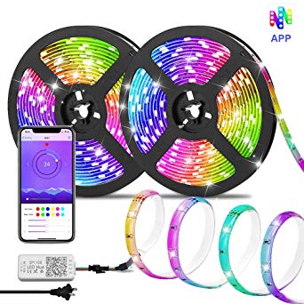Dream Color LED Strip Lights, Starlotus Waterproof 32.8ft/10M LED Chasing Light with APP, Smart Phone Controlled Led Light Strip SMD5050 300Leds Rainbow Color Changing Rope Lights for Home,Party
