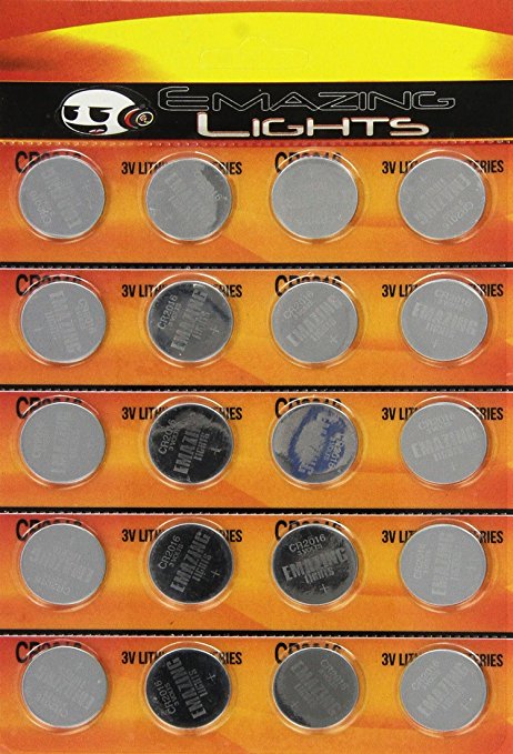 Emazing Lights CR2016 3 volt Button Cell Lithium Batteries (Pack of 20)