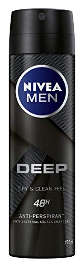 NIVEA MEN Deep Clean Black Charcoal Deodorant Anti-Perspirant Spray, 150 ml