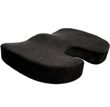 Cush Comfort Non-Slip Memory Foam Seat Cushion - Spinal Alignment Chair Pad for Relief from Sitting Back Pain