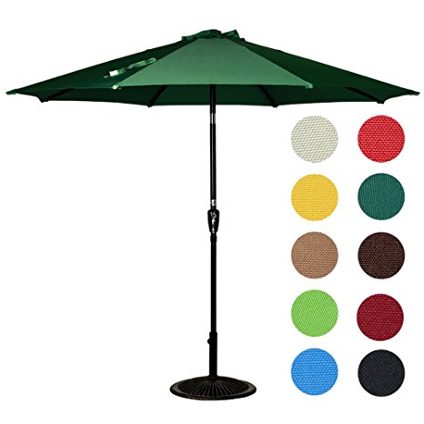 Sundale Outdoor 10 Feet Outdoor Aluminum Patio Umbrella with Auto Tilt and Crank, 8 Alu. Ribs, 100% Polyester (Dark Green)