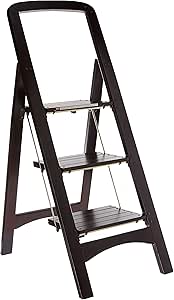 Cosco Three Step Rockford Wood Step Stool, Mahogany