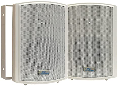 Pyle PDWR63 Dual Waterproof Outdoor Speaker System - 6.5 Inch Pair of Weatherproof Wall or Ceiling Mounted White Speakers w/Heavy Duty Grill, Universal Mount - for Use in The Pool, Patio or Indoor