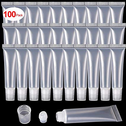 100 Pcs 10 ml Lip Gloss Balm Tubes Refillable Empty Tubes Clear Cosmetic Containers Soft Tube
