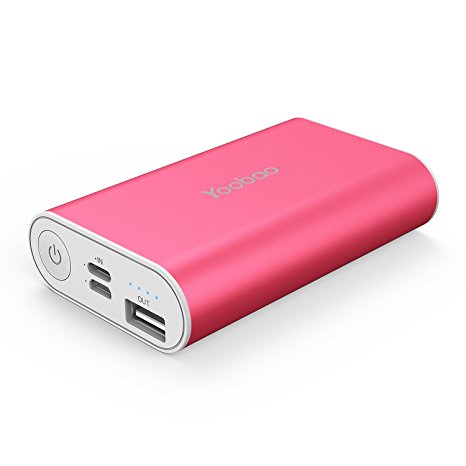 Yoobao 6000mAh Ultra Compact Portable Charger High Speed Power Bank External Battery Charger Pack Powerbank (Lightning & Micro Dual Input) for iPhone X 8 Plus 7 Plus 6s 6 Plus and More - Red