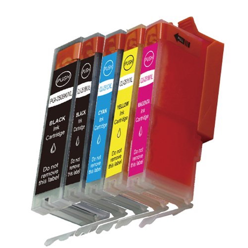 HI-VISION 5 Pack Compatible PGI-250XL,PGI 250,CLI-251XL,CLI 251 XL High Yield Ink Cartridge Replacement 1 Large Black,1 BK,1 Cyan,1 Yellow,1 Magenta for PIXMA MG6320,MG5420,iP7220,MX922,MX722