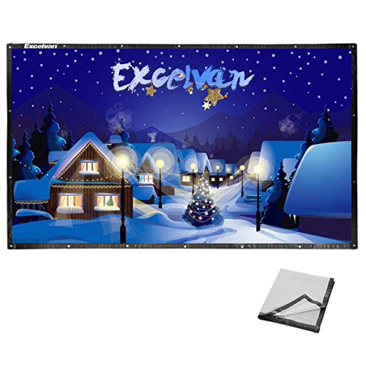 Excelvan 150 Inch 16:9 Collapsible PVC HD Portable Home and Outdoor Projector Screen with Hanging Hole for Rear Projection