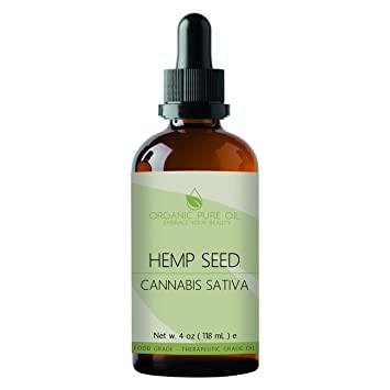 Hemp Seed Oil 4 oz 100% Pure Natural Unrefined Cold Pressed Premium Pharmaceutical Grade A Hemp Oil for Pain Relief Hair Skin Rejuvenating Moisturizing Dry Skin By Organic Pure Oil