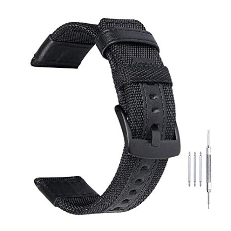 Premium Nylon NATO Canvas Fabric Replacement Watch Bands Canvas Watch Band Military Army Men Women Black