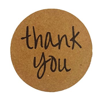 1" Thank You Kraft Labels - Pack of 1000