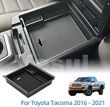 Vesul Center Console Armrest Storage Box Fit for Toyota Tacoma 2016 2017 2018 2019 2020 2021 ABS Tray Insert Organizer Glove Pallet