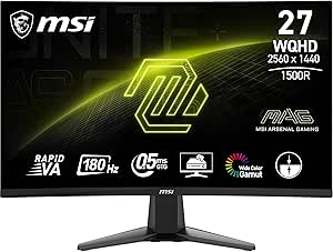 MSI MAG 27C6F écran Gaming incurvé FHD de 27" - Dalle Rapid VA 1920 x 1080 1500R, 180 Hz / 0,5ms (GtG, Min.), Adaptive-Sync - DP 1.2a, HDMI™ CEC